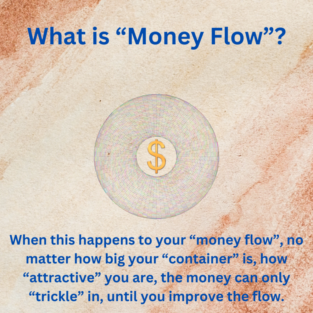 When this happens to your "money flow", no matter how big your "container" is, how "attractive" you are, the money can only "trickle" in, until you improve the flow.